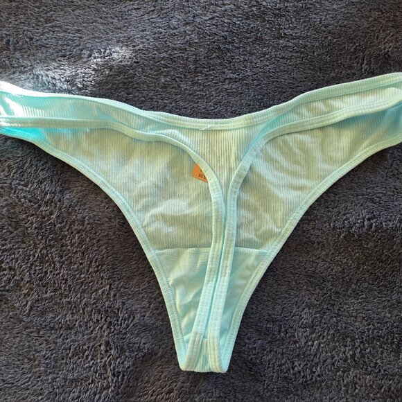 Victoria's Secret Pink! light Green ribbed cotton thong panties size XXL - Picture 2 of 3